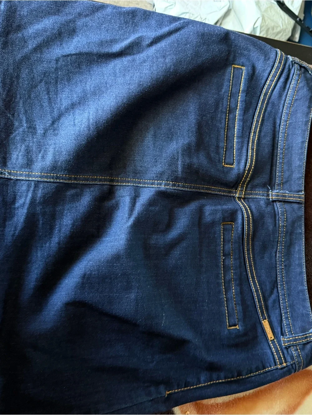 INC International Concepts Dark Indigo Button-Front Denim Mini Skirt - Picture 4 of 5